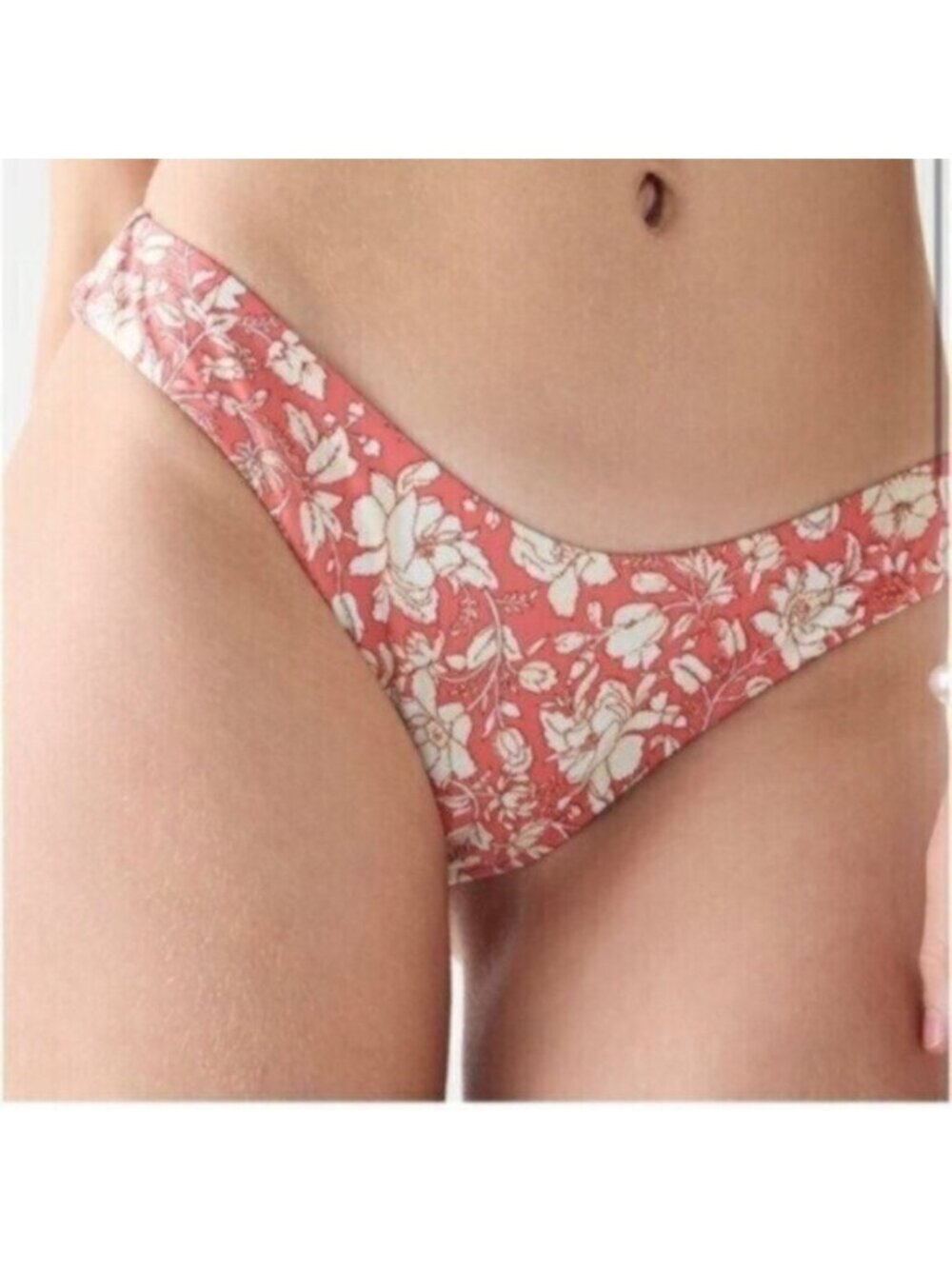 NWT J. Crew Pink Tossed Floral Curved Waist Cheeky Swim Bikini Bottom Size Large